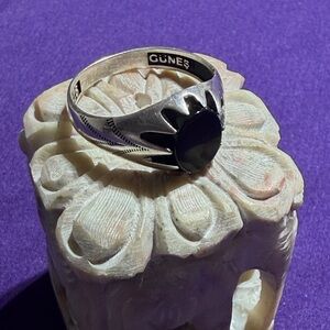 Gunes Sterling Silver Ring with Black Stone
Size 11  (3)